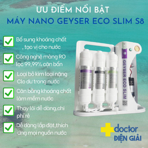 Máy lọc nước Nano Geyser Eco Slim S8 - New 2023